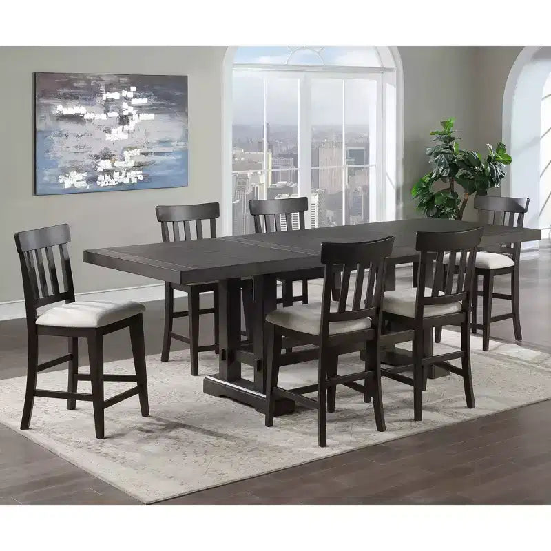 7pc Napa Counter Height Dining Set Dusky Cedar - Steve Silver Co.: Expandable, Farmhouse Style, Seats 8-10