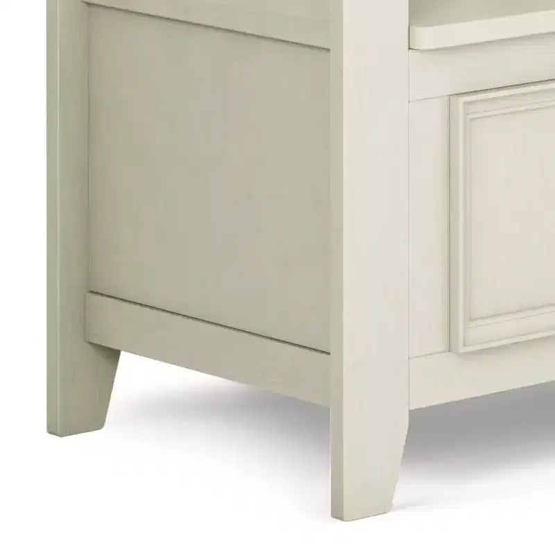 WyndenHall 48" Halifax Transitional Entryway Storage Bench Antique White: Solid Wood, Dual Compartment, 300 lbs Capacity