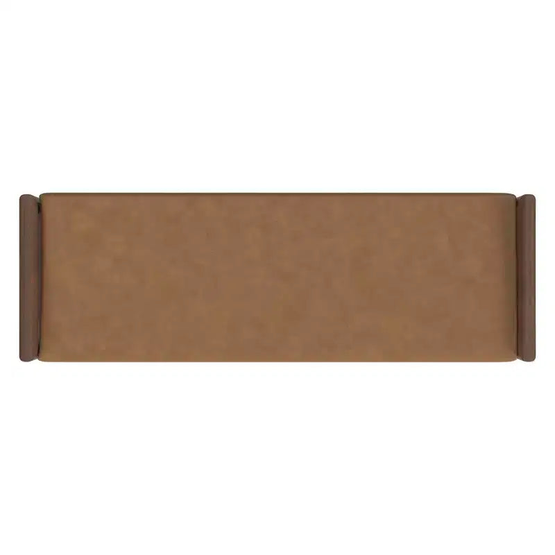 HomePop Wood Bench with Upholstered Seat Faux Leather Caramel: Rectangle Ottoman, Entryway Seating, Polyester & Viscose