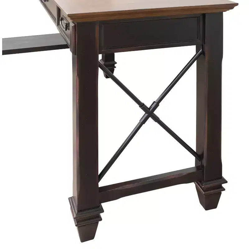 Hartford Open L Shaped Desk Brown - Martin Furniture: Vintage Style, Wire Mesh, Home Office