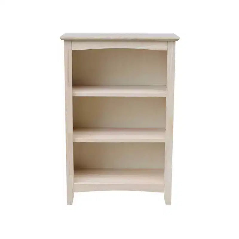 36"x24" Shaker Bookcase Unfinished - International Concepts: Rubberwood Material, 3 Fixed Shelves, Enclosed Back