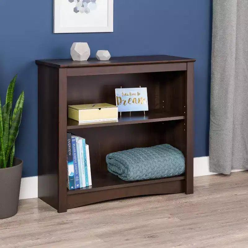 29" 2 Shelf Bookcase Espresso - Prepac: Adjustable Shelves, Laminated Finish, Wood Composite, 40 lbs Capacity