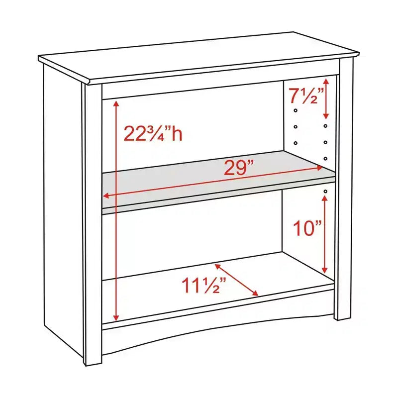 29" 2 Shelf Bookcase Espresso - Prepac: Adjustable Shelves, Laminated Finish, Wood Composite, 40 lbs Capacity