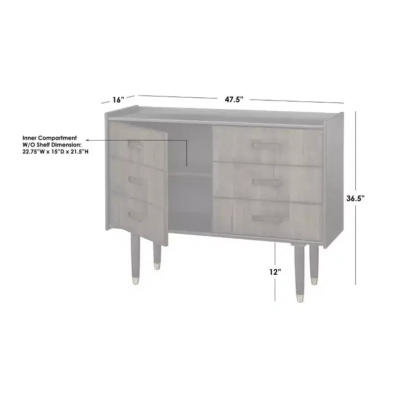 angelo:HOME Randy Mid Century Modern Decorative Buffet Cabinet Black/Walnut
