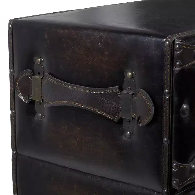 Traditional 6 Drawer Faux Leather Chest Black - Olivia & May: No Assembly, Divided Storage