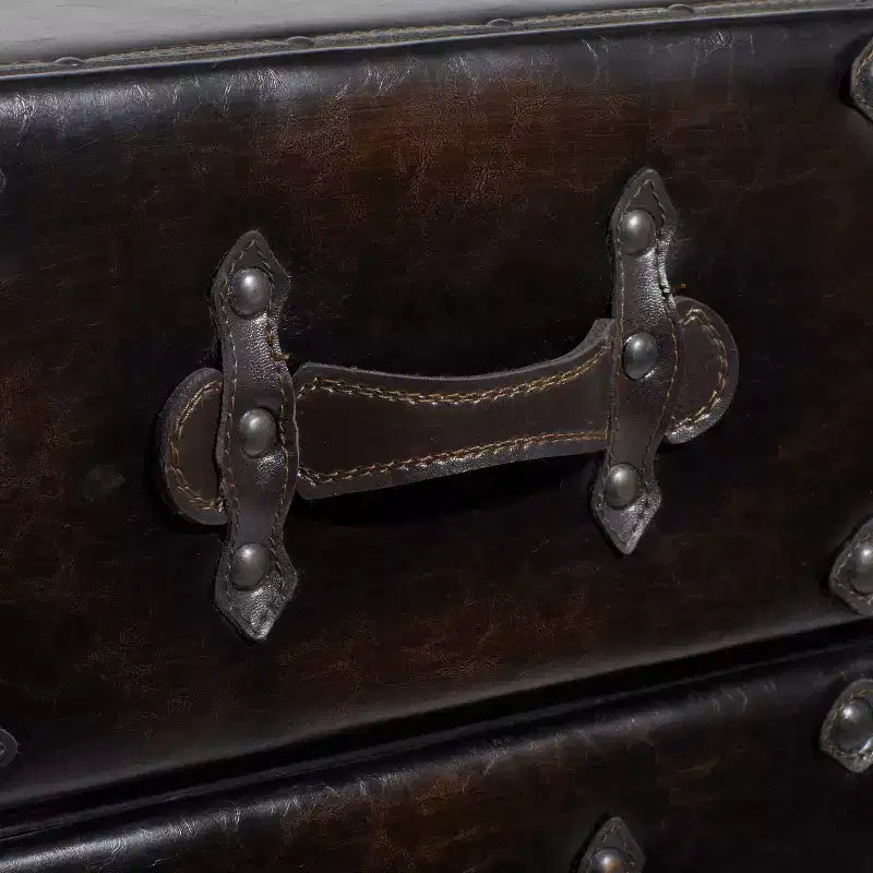 Traditional 6 Drawer Faux Leather Chest Black - Olivia & May: No Assembly, Divided Storage