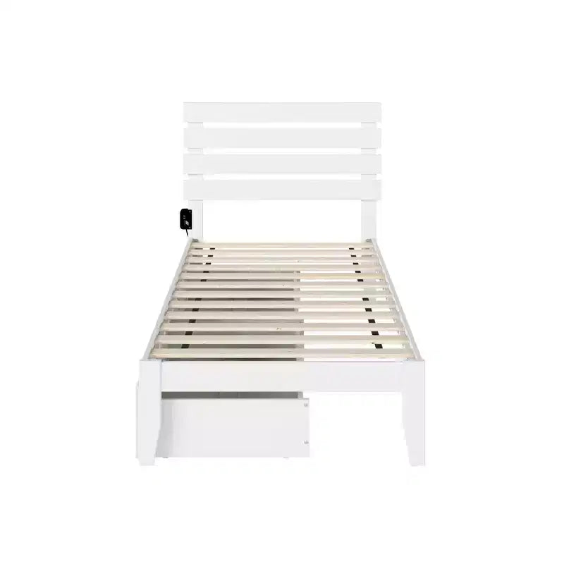 AFI Twin Oxford Bed with USB Turbo Charger: 2 Underbed Drawers, No Box Spring Needed