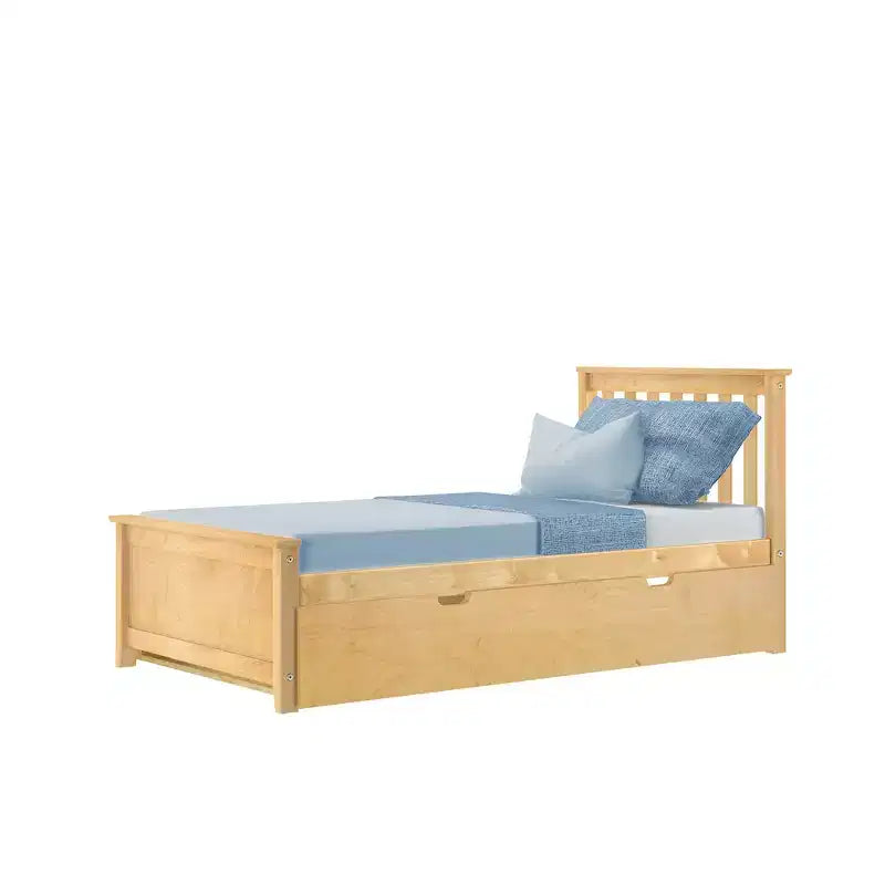 Max & Lily Twin Bed Frame with Trundle, Classic Solid Wood Platform Bed with Storage