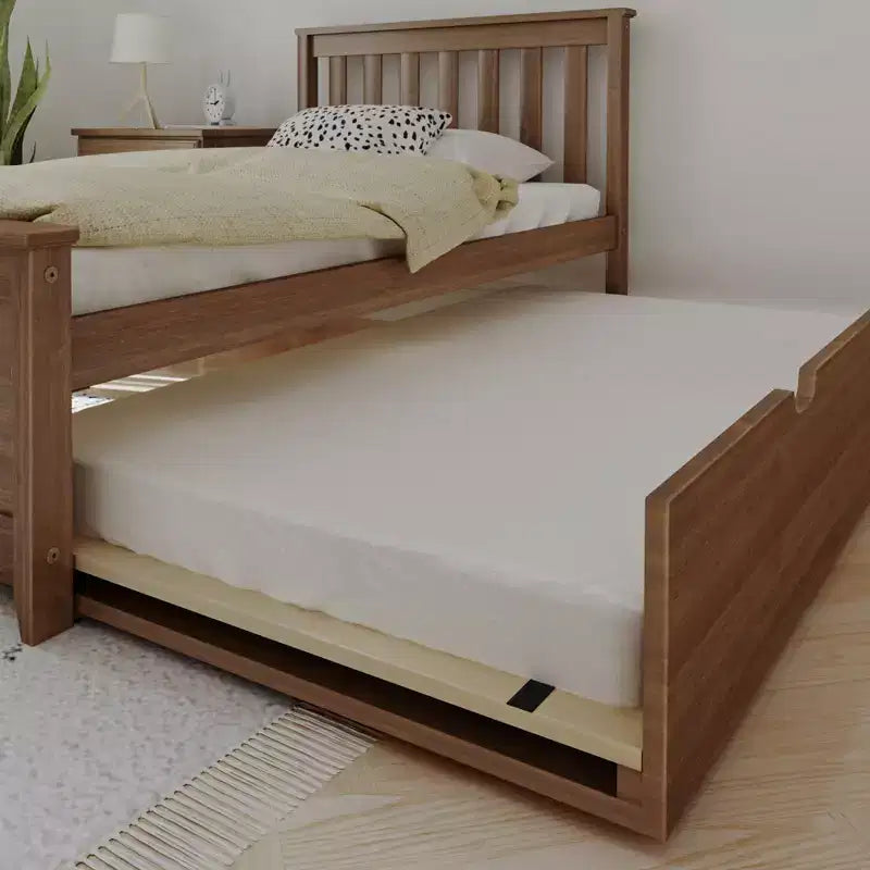 Max & Lily Twin Bed Frame with Trundle, Classic Solid Wood Platform Bed with Storage