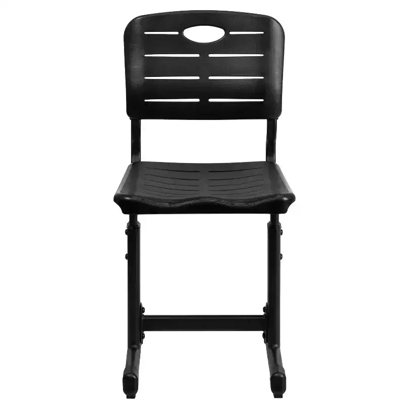 Flash Furniture Nila Adjustable Height Black Student Chair with Black Pedestal Frame for School, Classroom, Remote Learning