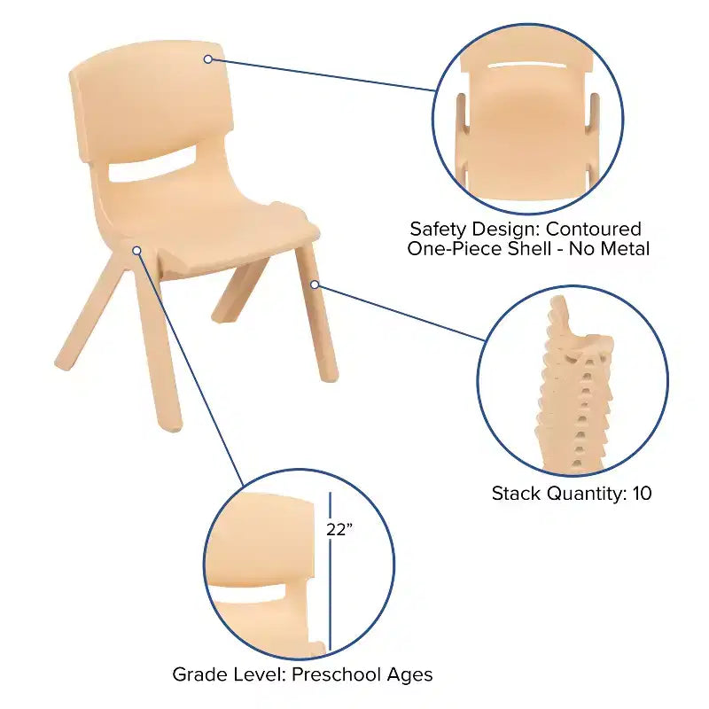 Flash Furniture 4 Pack Plastic Stackable School Chair with 12'' Seat Height
