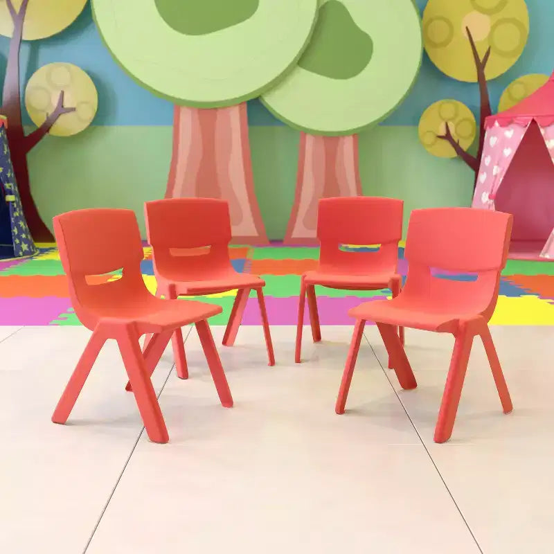 Flash Furniture 4 Pack Plastic Stackable School Chair with 12'' Seat Height