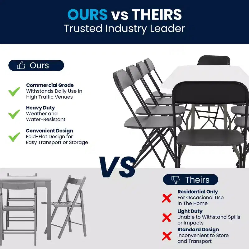 Flash Furniture Kathryn 8' Bi-Fold Granite White Plastic Event/Training Folding Table Set with 10 Folding Chairs