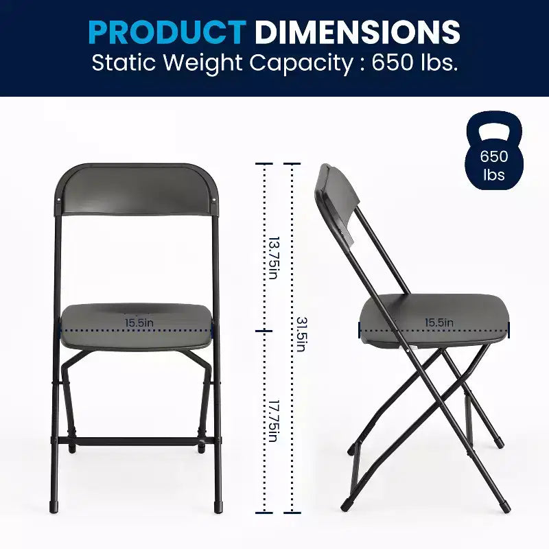 Flash Furniture Kathryn 8' Bi-Fold Granite White Plastic Event/Training Folding Table Set with 10 Folding Chairs