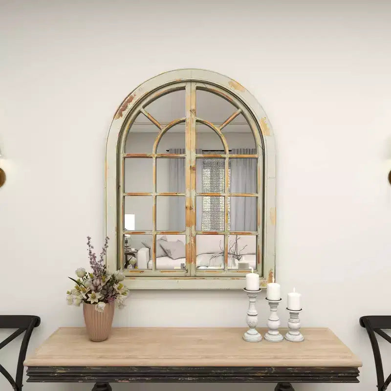48 x 37 Farmhouse Classic Arched Window Design Decorative Wall Mirror - Olivia & May