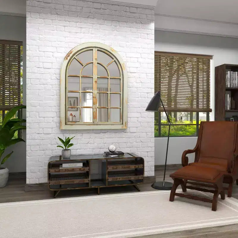 48 x 37 Farmhouse Classic Arched Window Design Decorative Wall Mirror - Olivia & May