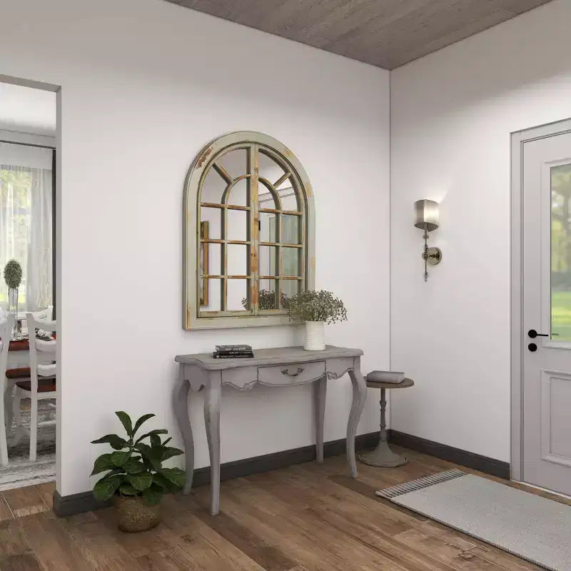 48 x 37 Farmhouse Classic Arched Window Design Decorative Wall Mirror - Olivia & May