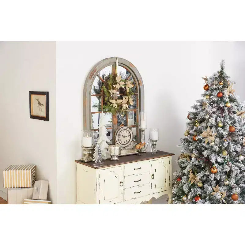 48 x 37 Farmhouse Classic Arched Window Design Decorative Wall Mirror - Olivia & May