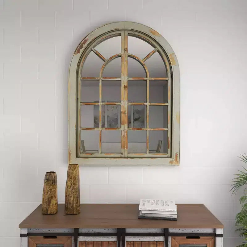 48 x 37 Farmhouse Classic Arched Window Design Decorative Wall Mirror - Olivia & May