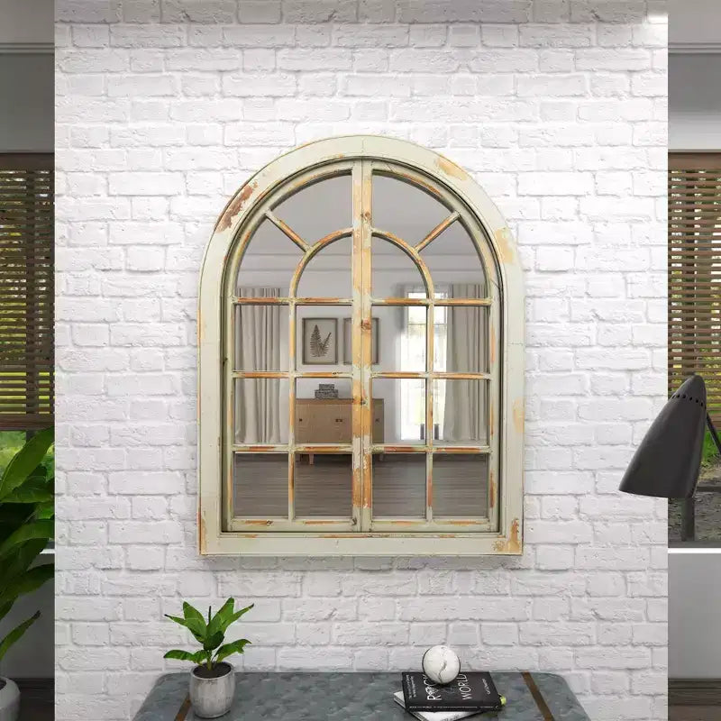 48 x 37 Farmhouse Classic Arched Window Design Decorative Wall Mirror - Olivia & May