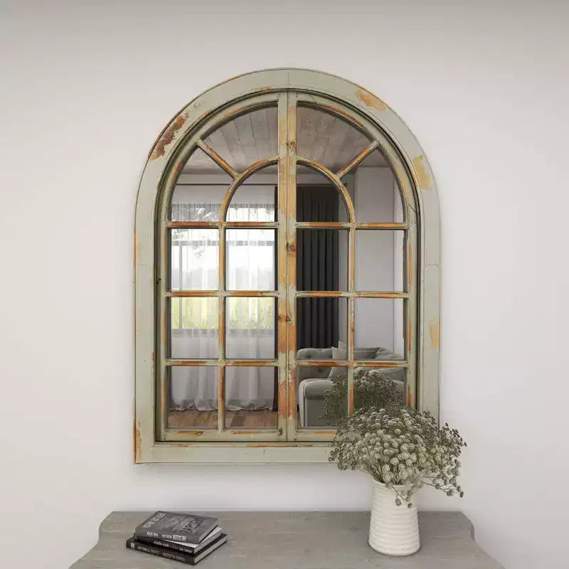 48 x 37 Farmhouse Classic Arched Window Design Decorative Wall Mirror - Olivia & May