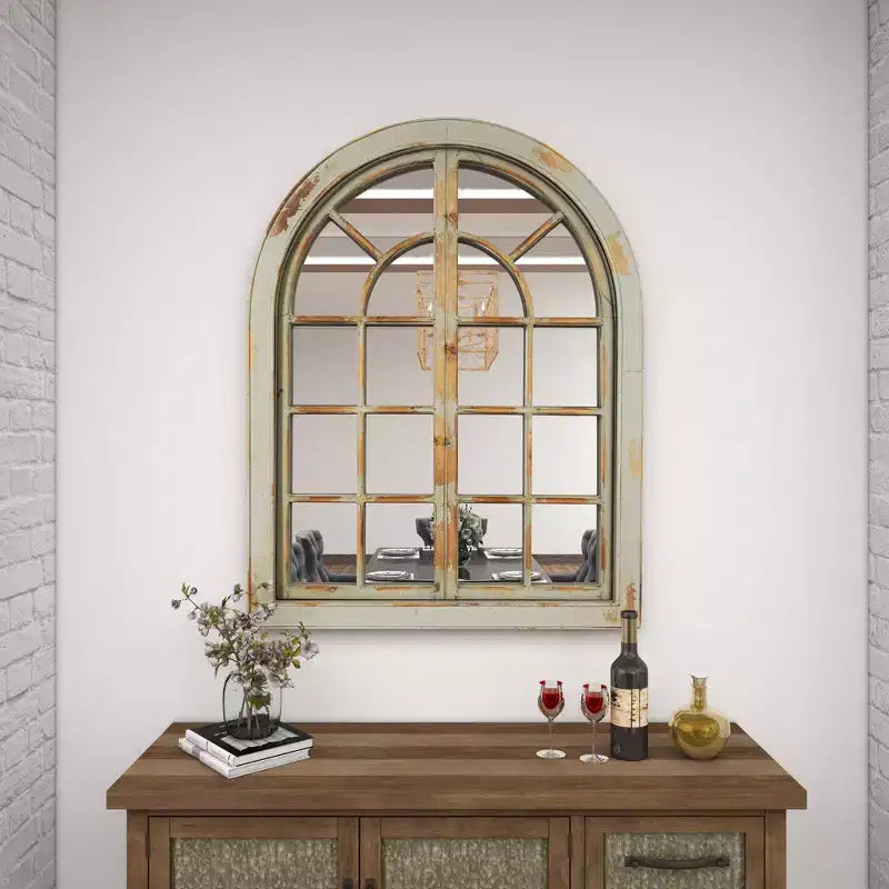 48 x 37 Farmhouse Classic Arched Window Design Decorative Wall Mirror - Olivia & May