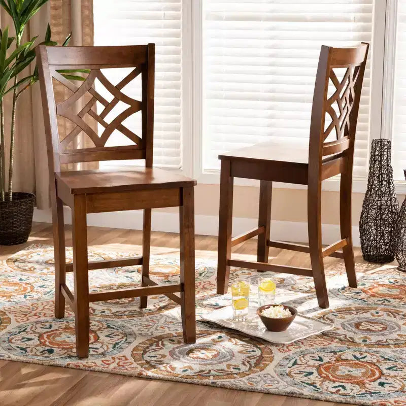 2pc Nicolette Wood Counter Height Barstools - Baxton Studio