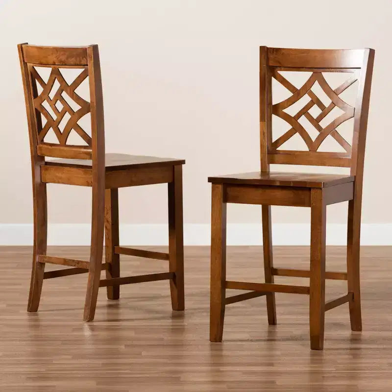 2pc Nicolette Wood Counter Height Barstools - Baxton Studio
