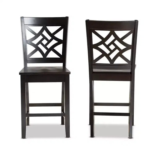 2pc Nicolette Wood Counter Height Barstools - Baxton Studio