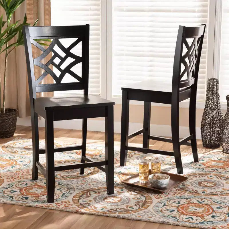 2pc Nicolette Wood Counter Height Barstools - Baxton Studio