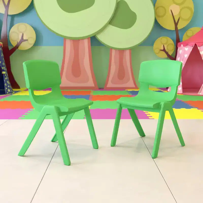 Emma and Oliver 2 Pack Plastic Stackable School Chair with 15.5H Seat