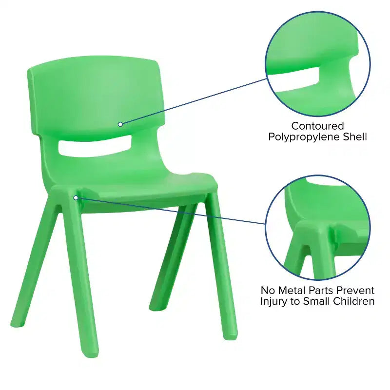 Emma and Oliver 2 Pack Plastic Stackable School Chair with 15.5H Seat