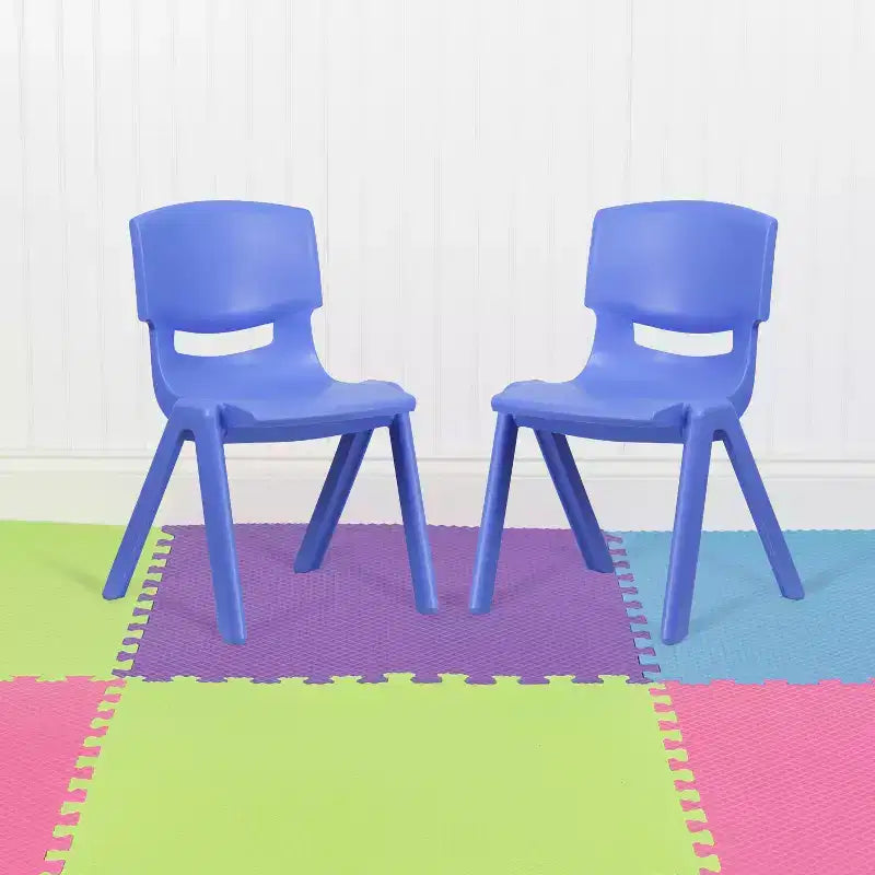 Emma and Oliver 2 Pack Plastic Stackable School Chair with 15.5H Seat
