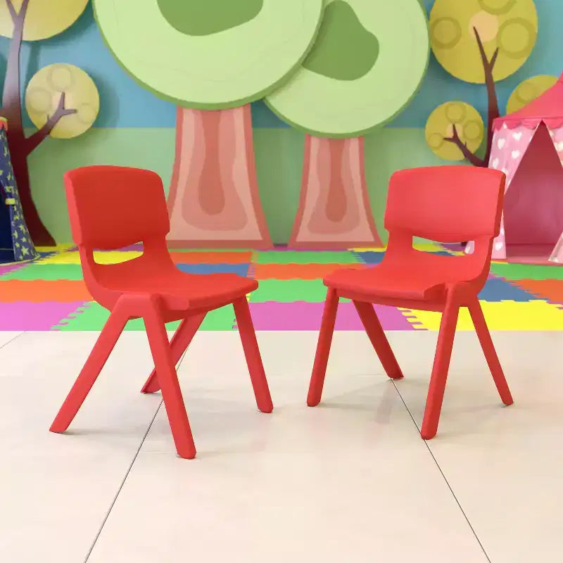 Emma and Oliver 2 Pack Plastic Stackable School Chair with 15.5H Seat
