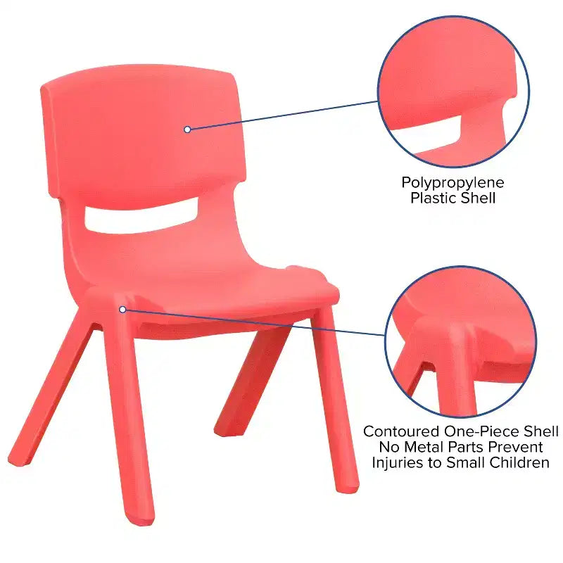 Emma and Oliver 2 Pack Plastic Stackable School Chair with 15.5H Seat