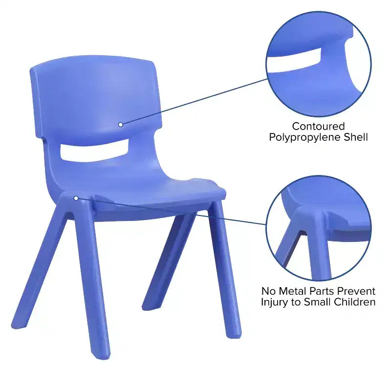 Emma and Oliver 2 Pack Plastic Stackable School Chair with 15.5H Seat