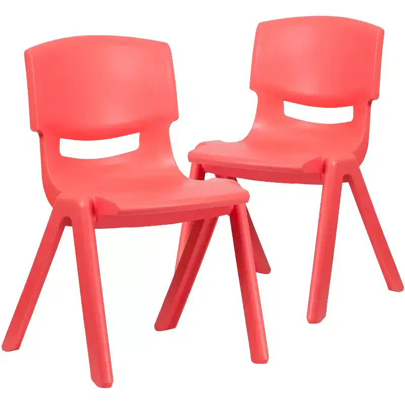 Emma and Oliver 2 Pack Plastic Stackable School Chair with 15.5H Seat