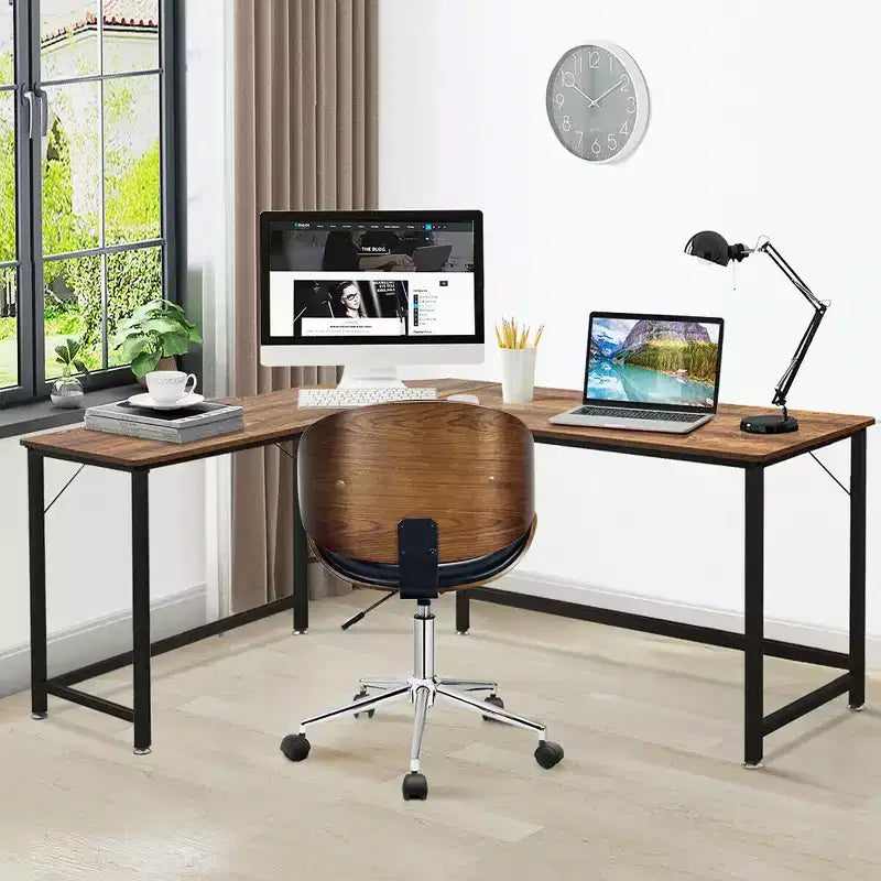 Costway L-Shaped Computer Desk Corner Workstation Study Gaming Table Home Office
