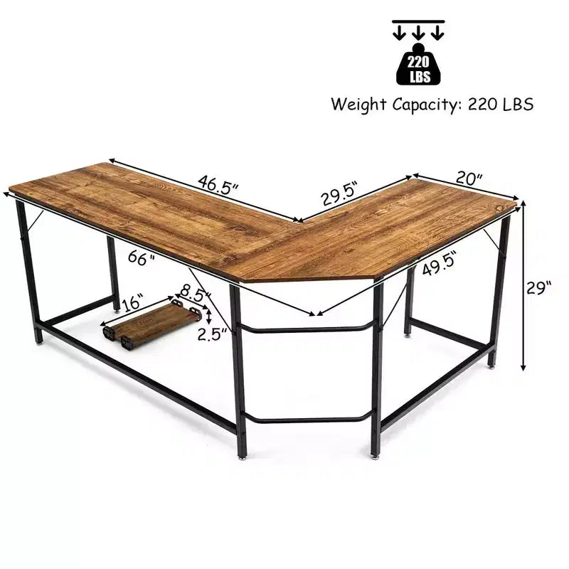 Costway L-Shaped Computer Desk Corner Workstation Study Gaming Table Home Office