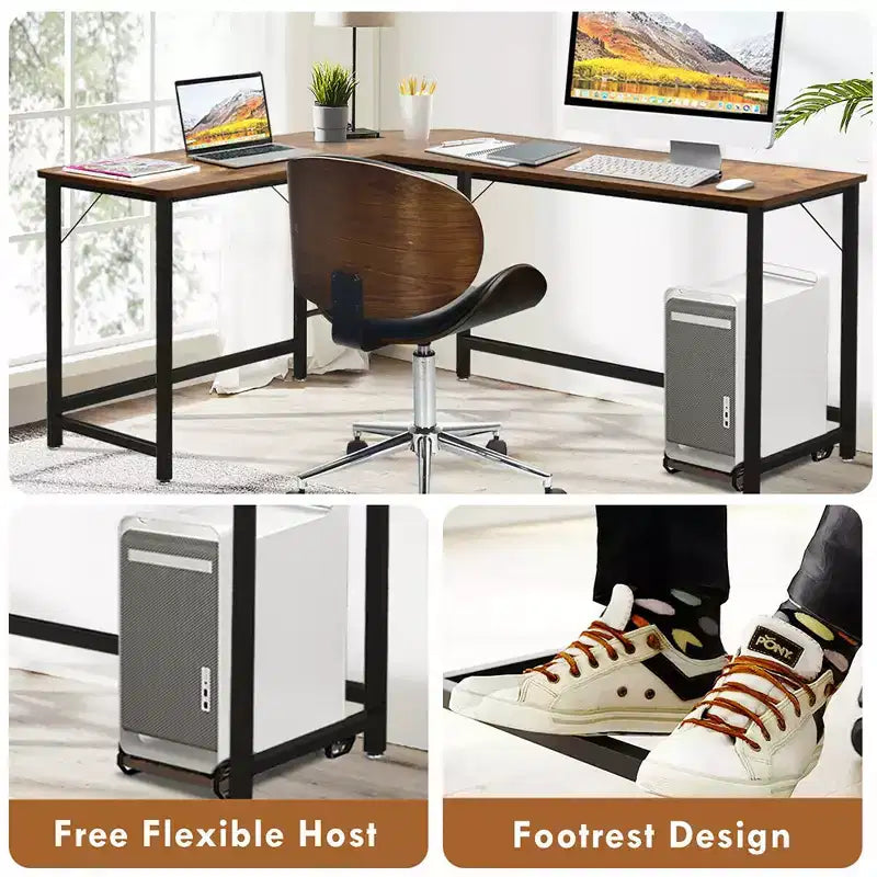 Costway L-Shaped Computer Desk Corner Workstation Study Gaming Table Home Office