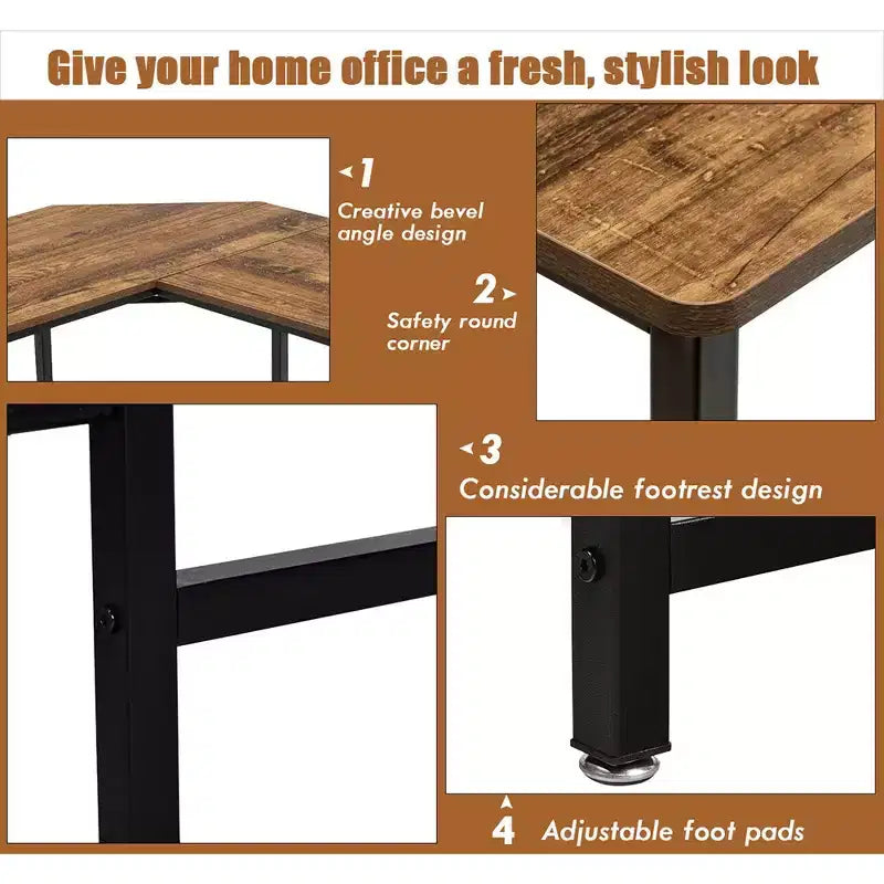 Costway L-Shaped Computer Desk Corner Workstation Study Gaming Table Home Office