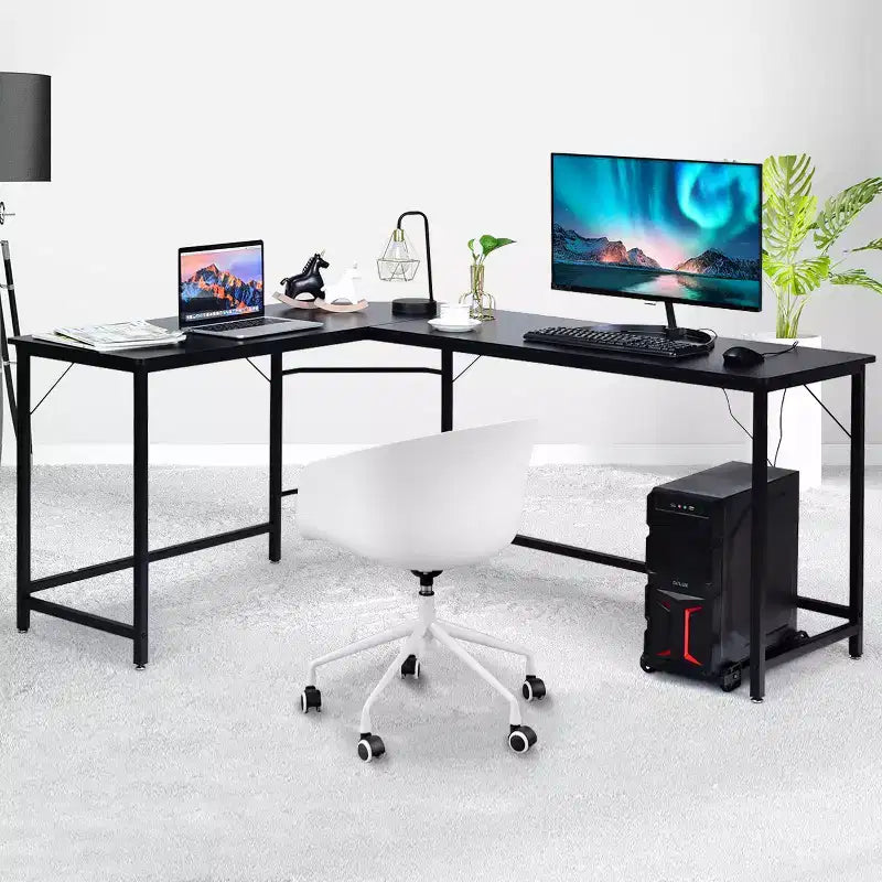 Costway L-Shaped Computer Desk Corner Workstation Study Gaming Table Home Office