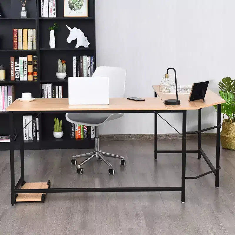Costway L-Shaped Computer Desk Corner Workstation Study Gaming Table Home Office