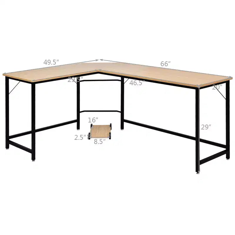 Costway L-Shaped Computer Desk Corner Workstation Study Gaming Table Home Office