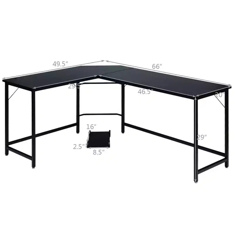 Costway L-Shaped Computer Desk Corner Workstation Study Gaming Table Home Office