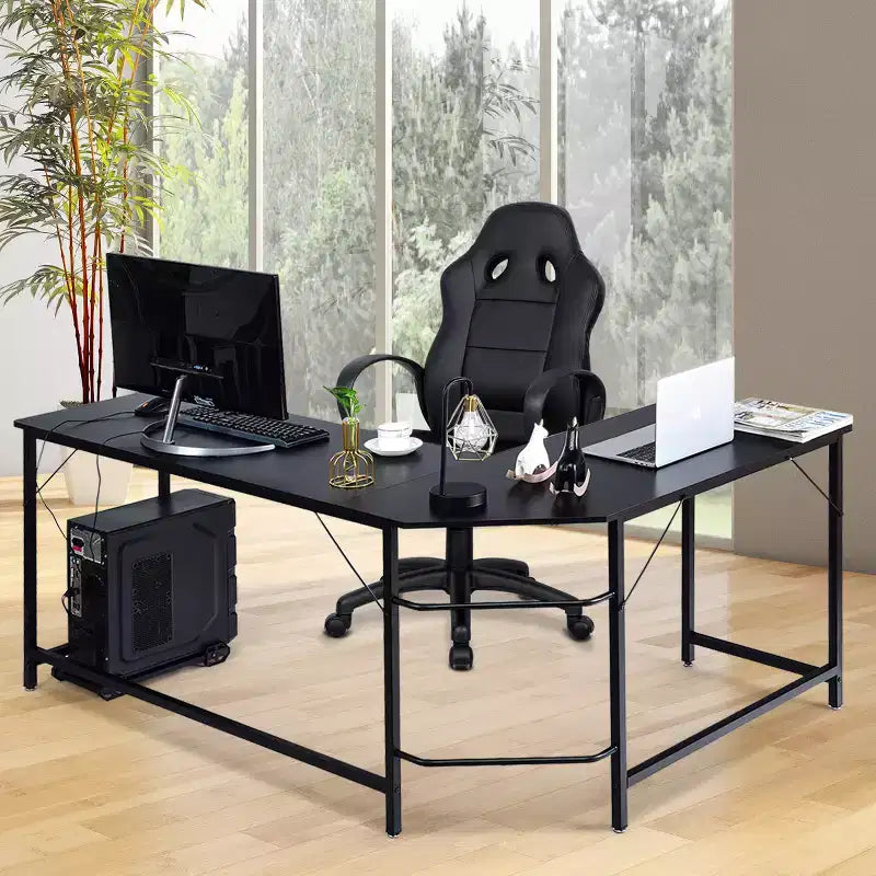 Costway L-Shaped Computer Desk Corner Workstation Study Gaming Table Home Office