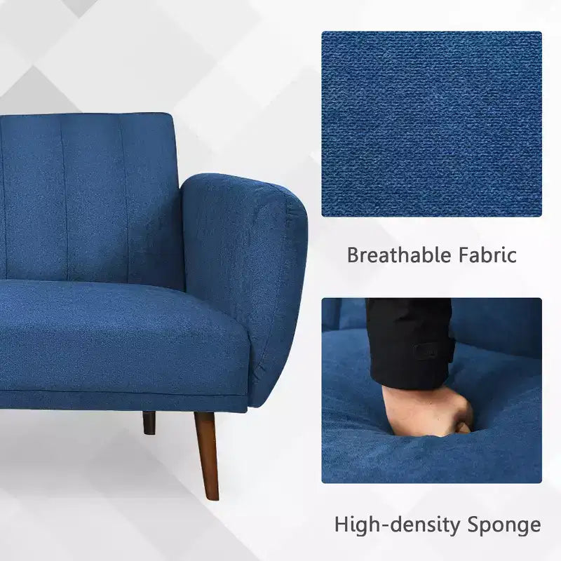 Costway Convertible Futon Sofa Bed Adjustable Couch Sleeper w/ Wood Legs Navy\Grey\Yellow