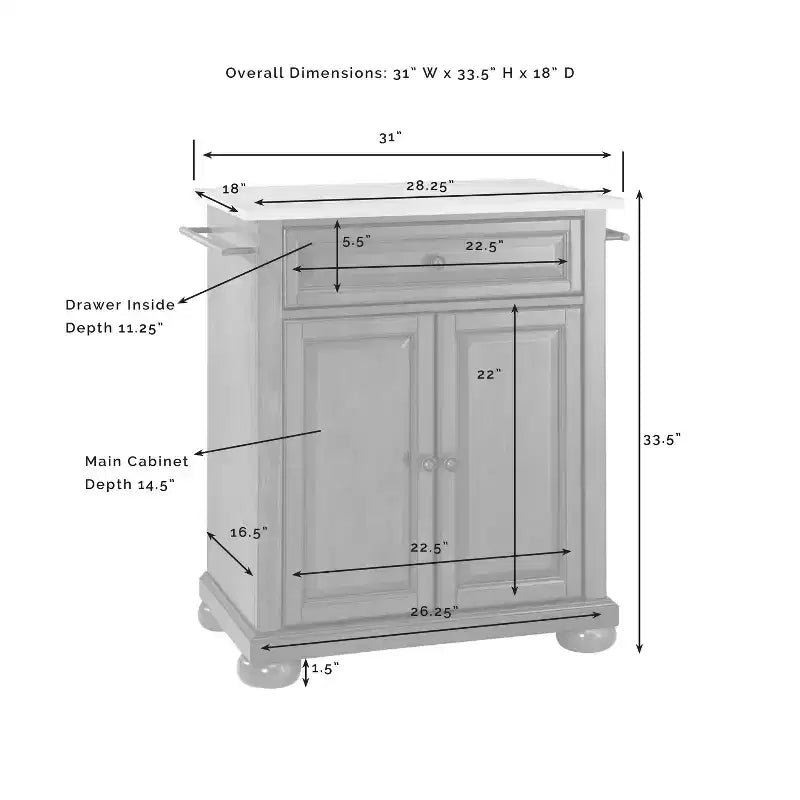 Alexandria Stainless Steel Top Portable Kitchen Island/Cart - Crosley