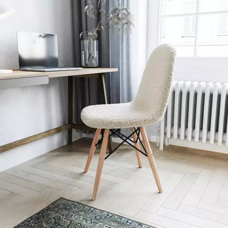 Emma and Oliver Dorset Series Faux Shearling Accent Chair with Beechwood Legs for Living Room, Bedroom, Dorm and More