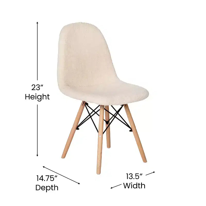 Emma and Oliver Dorset Series Faux Shearling Accent Chair with Beechwood Legs for Living Room, Bedroom, Dorm and More